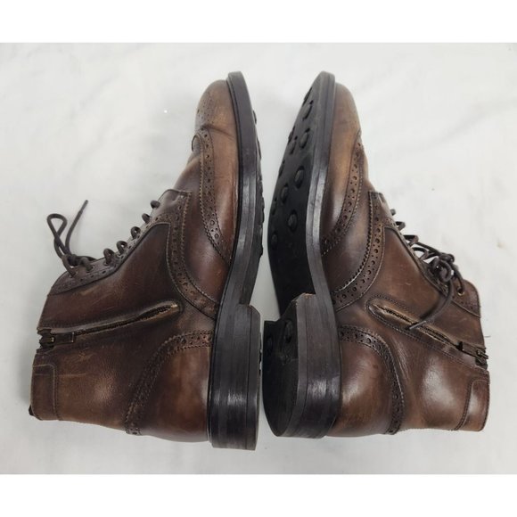Massimo Dutti Men\'s Sz. 44 Brown Leather Fleece Lined Inner Zip Boots main image 7